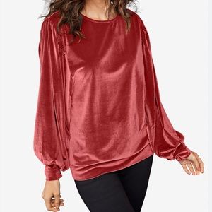 Ellos long full sleeve velvet shirt blouse
